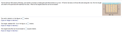 Convert 400 meters to inches, feet, cm, km, miles, mm, yards, and other length measurements amount from centimeters feet inches kilometers meters miles millimeters yards Farmer Ed Has 400 Meters Of Fencing And Wants To Chegg Com
