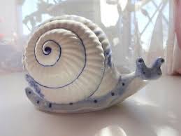 Vtg Pigy Bank Decotative cobalt Blue SNAIL Signed Mark Andrea by Sadek  Figurine