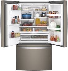 Stainless steel café™ dispenser with pullout tray. Ge Energy Star 27 7 Cu Ft French Door Refrigerator Gfe28gmkes Ge Appliances