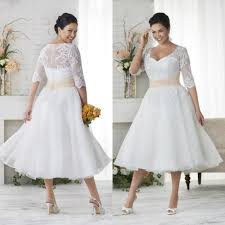 She exceeded my expectations with both dresses! Discount Elegant Plus Size Wedding Dresses A Line Short Tea Length Lace Applique Bridal Gowns With Seeves Sn164 Simple Vintage Wedding Dresses Trendy Wedding Dr Plus Size Wedding Dresses With Sleeves