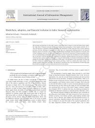 Pdf Blockchain Adoption And Financial Inclusion In India Research Opportunities