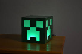 Creeper Minecraft Inspired Wooden Lamp Color Changing Remote Controlled By Etchitout On Etsy Https Www Et Cube Lamps Minecraft Bedroom Decor Minecraft Room