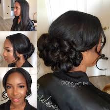 Best wedding colored hairstyle for black women the bride in front of you applied brown color on relaxed hair, she held a small bun at the front then one with volume at the back of crown using colored human hair piece. 35 Wedding Make Up Ideas Makeup For Black Women Dark Skin Makeup Hair Makeup