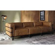 229 x 86 x 109 cm, fuß: 4 Sitzer Sofa Im Industriestil Aus Leder Havannafarben Fabric Maisons Du Monde