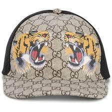 Beige/ebony original gg fabric with green and red web and brown leather trim. Gucci Gucci Tigers Print Gg Supreme Baseball Cap 260 Liked On Polyvore Featuring Men S Fashion Men S Accessories Me Monogram Hats Hats For Men Gucci Hat
