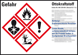 Das bundesinstitut für risikobewertung (bfr) warnt deshalb schon lange davor und rät, möglichst auf. Gefahrstoffetikett Ottokraftstoff Gefstoffv Ghs Hein Eu