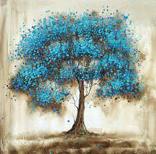 365 days of happiness is the cover of the book inspired faith: Blue Tree Hand Painted Oil Canvas Artwork Modern Art Fine Art Contemporary Paintings By International Image Canvas Houzz