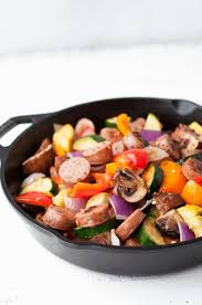 There are 170 calories in 1 link (85 g) of aidells chicken & apple sausage. Chicken Sausage And Vegetable Skillet Peace Love And Low Carb