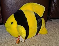 Black And Yellow Fish Ty Beanie Buddy Bubbles Fish Black Yellow Stuffed Large Plush Mint Jb Ty Beanie Buddies Ty Beanie Tropical Fish