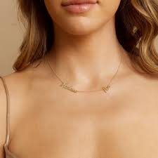 Deux Name Necklace Baby Gold