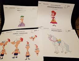 Phineas Ferb Disney Cartoon 10 Piece Lot Model Sheets Animation Production Art 1915484354 Phineas And Ferb Disney Cartoons Cartoon