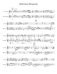 Sheet music for trumpet with orchestral accomp. Bohemian Rhapsody Trumpet Solo Sheet Music Free