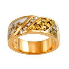 Ultimate Alaskan Men S Wedding Ring Natural Gold In Quartz Genuine Alaskan Gold Nuggets And Channel Mens Gold Rings Rings Mens Wedding Bands Rings For Men
