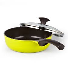 Cook N Home Nonstick Ceramic Coating Die Cast Deep Saute Stir Fry Pan Wok Pan With Lid 3 Quart 9 5 Green Cookware Set Stir Fry Pan Cook N