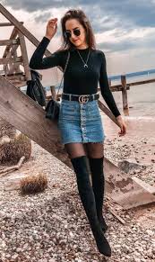 30 Outfit Ideas To Inspire Your Fall Fashion Denim Skirt Women Trendy Fall Outfits Winter Skirt Outfit