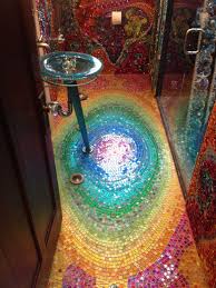 Fire And Water Bathroom True Mosaics Studio In 2020 Mosaic Bathroom Creative Flooring Mosaic