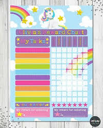 Unicorn Personalised Reward Chart Behaviour Chore Kids Activity Chart Potty Ebay