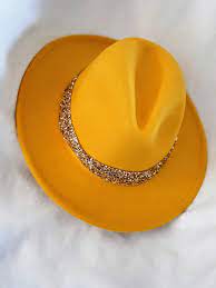 Fedora Hat For Woman Golden Yellow Hat For Woman Wool Fedora Etsy Fedora Hat Women Hats For Women Wool Fedora Hat