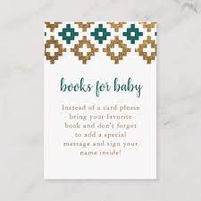 Gold And Green Boho Baby Shower Book Request Enclosure Card Zazzle Com Baby Shower Book Boho Baby Shower Boho Baby