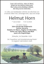 Traueranzeigen von Helmut Horn