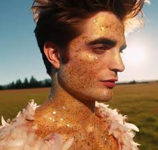 this is the skin of a chicken Bella" Prompt: Edward Cullen covered in raw  chicken skin standing in the sun in a grassy field