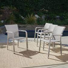 Dorside Outdoor Wicker Armed Stacking Chairs With An Aluminum Frame Set Of 4 Patio Dining Chairs Wicker Patio Chairs Outdoor Wicker