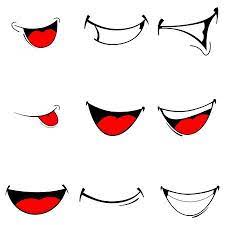 Vector Illustration Of A Set Smiling Cartoon Happy Mouth On Smile Drawing Cartoon Smile Cartoon Faces Expressions