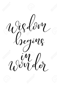 Hand Drawn Word Brush Pen Lettering With Phrase Wisdom Begins In Wonder Royalty Free Cliparts Vectors And Stock Illustration Image 122053162