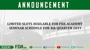 Limited Slots Available For Fda Academy Seminar Schedule For