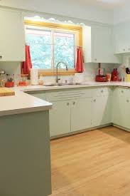 1950s Kitchen I Like The Mint Cabinets Could This Work With The Pink Counter And Backsplash Retro Kitchen Kitchen Renovation Vintage Kitchen