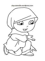 Desain kafe dibuat ramah untuk anak dengan menyediakan alat tulis dan buku mewarnai. Mewarnai Gambar Kartun Anak Muslimah 118 Alqur Anmulia