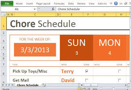 Weekly Chore Schedule Organizer For Excel