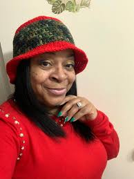 Crochet Bucket Hat with Red and Camouflage Design