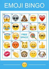 Free Printable Emoji Bingo Game Catchmyparty Com Anniversaire Emoji Jeux Emoji Anniversaire Smiley