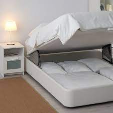 kvitsoy estrut cama acolchoada c arrumacao bomstad branco 160x200 cm ikea gestoffeerde bedden bed opbergruimte opbergruimte onder bed