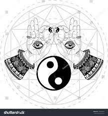 Buddhas Hands Third Eye Yin Yang: стоковая векторная графика (без  лицензионных платежей), 439344262 | Shutterstock