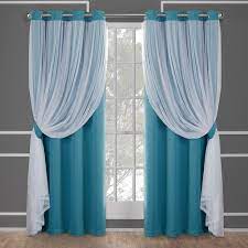 Fits windows up to 36 inches wide. Catarina 52 In W X 108 In L Layered Sheer Blackout Grommet Top Curtain Panel In Turquoise 2 Panels Eh8258 08 2 108g The Home Depot