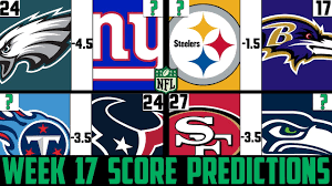 The nfl playoff schedule page provides a status of each playoff series including past scores, future game dates, and nfl playoffs faq? Nfl Week 17 Score Predictions 2019 Nfl Week 17 Picks Against The Spread 2019 Youtube