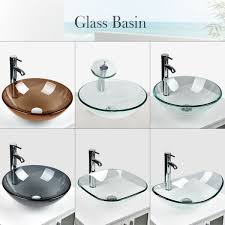 Glass basin sink wash bowl green black blue clear bathroom cloakroom counter ul. Pin On Bathroom Sinks