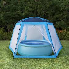Poolzelt Stoff 660 X 580 X 250 Cm Blau Gitoparts