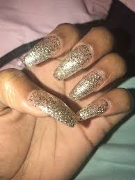 Gold Glitter Acrylic Nails Coffin Shape Coffin Shape Nails Nails Acrylic Nails