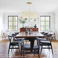 Mixed Stripe Wallpaper In Blue Slate In 2021 Dining Room Inspiration Modern Dining Room Dining Room Lighting