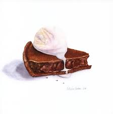 Tarte Au Chocolat Avec Creme Glacee Peinture Nature Morte Etsy Dessert Illustration Food Artwork Food Art