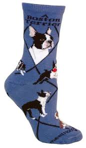Boston Terrier Dog Blue Cotton Ladies Size 9 11 Socks Boston Terrier Dog Boston Terrier Gift Dog Socks