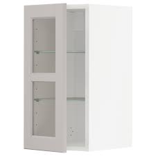 Farmhouse kitchen grey cabinets wood island and wood ventinterior design. Metod White Lerhyttan Light Grey Wall Cabinet W Shelves Glass Door 30x60 Cm Ikea