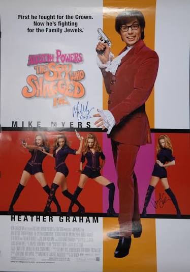 Austin Powers: The Spy Who Shagged Me Movie Cast - Autographed Signed  Poster co-signed by: Mike Myers, Heather Graham | HistoryForSale Item 252822