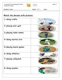 leisure activities interactive worksheet for grade 4