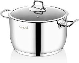 1.1 calphalon stock pot with pour spout and stainer lid (6 qts) , induction ready. Saflon Stainless Steel Tri Ply Capsulated Bottom 6 Quart Stock Pot With Glass Lid Induction Ready Oven And Dishwasher Safe Walmart Com Walmart Com