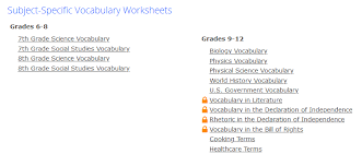 Worksheet will open in a new window. State Standard Assessments Language Arts Vocabulary Worksheets