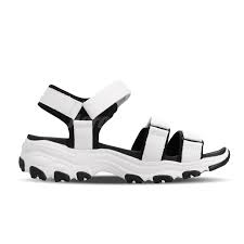 details about skechers d lites fresh catch white black women sports sandals shoes 31514 wbk